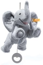 Steiff plush music box Ellie elephant, light grey - 25 cm cuddly toy