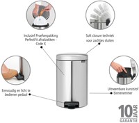 Brabantia pedal bin Newicon 12L matt steel waste bin kitchen-3