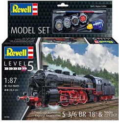 Revell model kit steam locomotive S3/6 BR18 1:87 train set