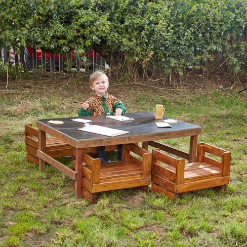 Cosy Windmill H Crate Chalk Table + H Wooden Crate Seats - 50514