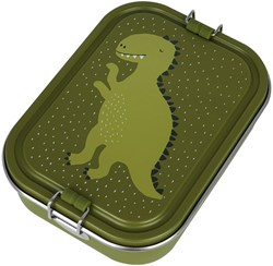 Trixie large lunchbox - stainless steel kids lunchbox - Mr. Dino - green