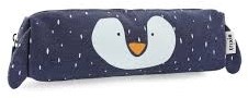 Trixie long pencil case - Mr. Penguin blue craft pouch
