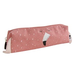 Trixie pencil case - long pouch Mrs. Flamingo pink cotton school