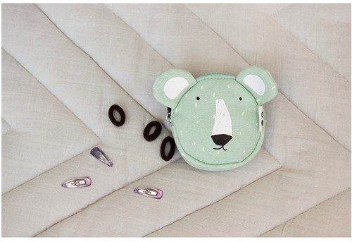 Trixie wallet - kids coin purse Mr. Polar Bear green cotton-2
