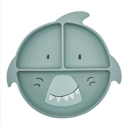 Trixie silicone baby plate with compartments and suction cup - Mr. Shark blue