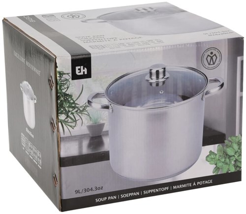 Excellent Houseware cooking pot stainless steel with lid 9 liter silver pan-3