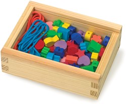 Small Foot wooden beads toy - colorful lacing beads set 84 pieces