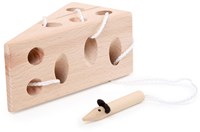 Small Foot wooden threading game cheese and mouse FSC educational toy-2