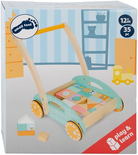 Small Foot wooden baby walker with pastel blocks 35-piece toy