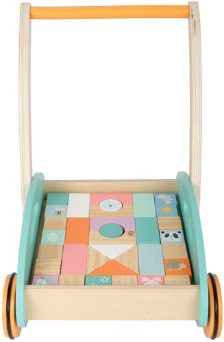 Small Foot wooden baby walker with pastel blocks 35-piece toy-3