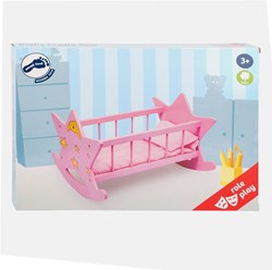 Small Foot wooden doll bed pink star - doll cradle FSC wood