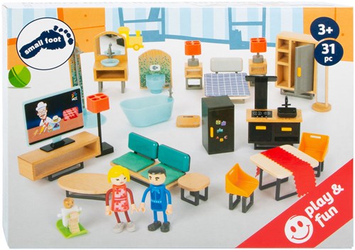 Small Foot wooden dollhouse furniture set modern complete 31-piece
