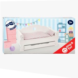 Small Foot - Wooden doll bed with drawer and bedding, white toy