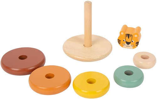 Small Foot - Wooden stacking tower tiger safari educational toy-2