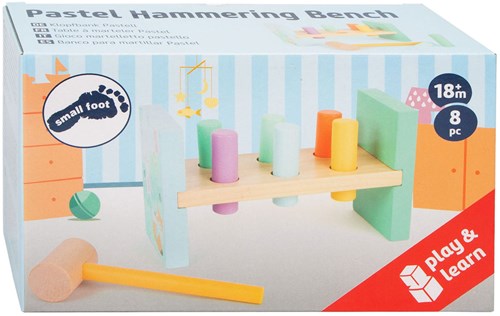 Small Foot wooden hammer bench pastel - educational toy 8-piece