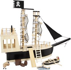 Small Foot wooden pirate ship dollhouse - imaginative play ship toy