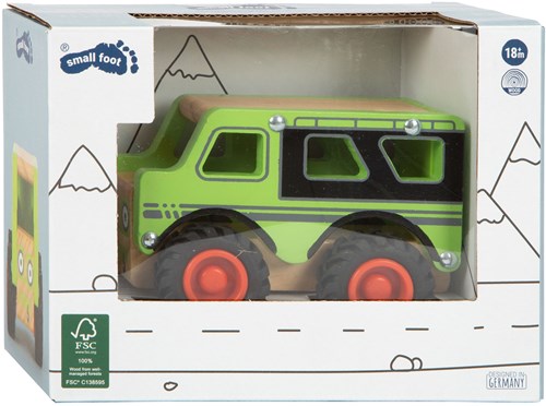 Small Foot wooden off-road jeep green - toy car FSC wood