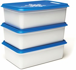 Amuse freezer boxes stackable 3x2000ml - storage containers white blue