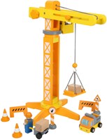 Small Foot - Wooden crane construction site toy with accessories, 14-piece-3