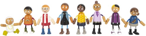 Small Foot wooden bendable doll family with baby - dollhouse toy-2