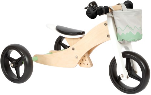 Small Foot wooden tricycle balance bike 2in1 sage green adjustable-3