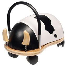 Wheelybug wooden ride-on cow small - toddler toy