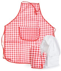 Egmont Toys Apron, hat and oven glove red checkered