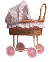 Egmont Toys Doll's pram reed 44x27x58 cm with flowered hood