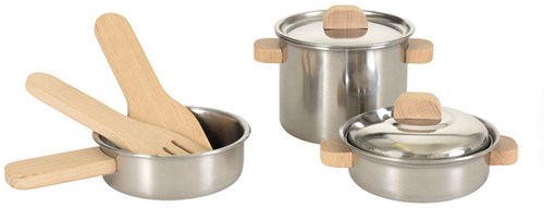 Egmont Toys pan set - play kitchen with wooden handles 3+