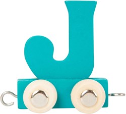 Small Foot wooden letter train blue J toy wagon 12 pieces
