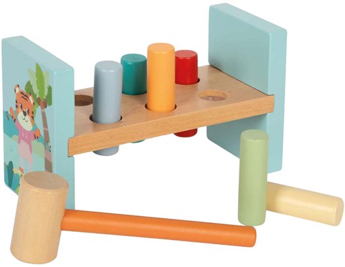 Small Foot wooden toy hammer bench Jungle Friends FSC motor skills-2