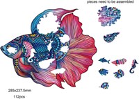 Eureka wooden puzzle toy - 2D rainbow fighting fish 112 pieces