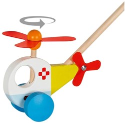 Goki wooden push toy helicopter - walking aid toy for children