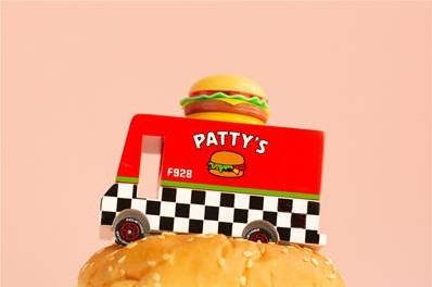 Candylab Candycar van Patty's Hamburger wooden toy car-2