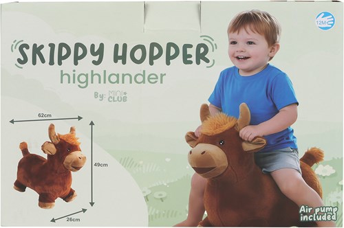 Mini Club plush skippy highland cow bouncer with pump 60cm toy-3