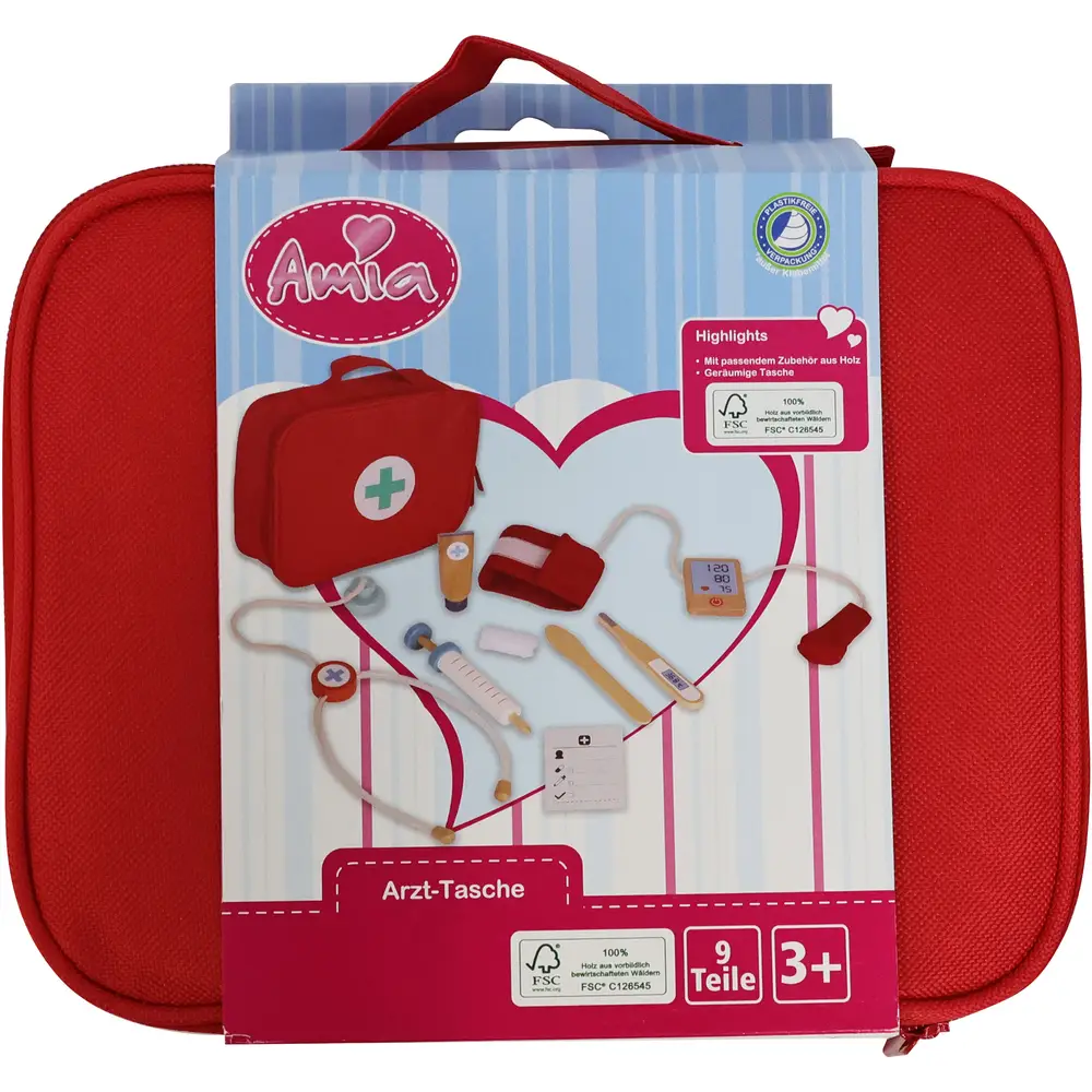 Amia doctor playset toy bag 9-piece for kids - role play