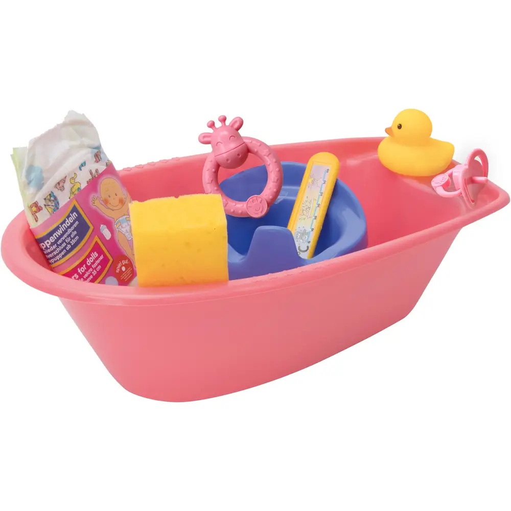 Heless doll bath pink with accessories - bath playset for baby dolls