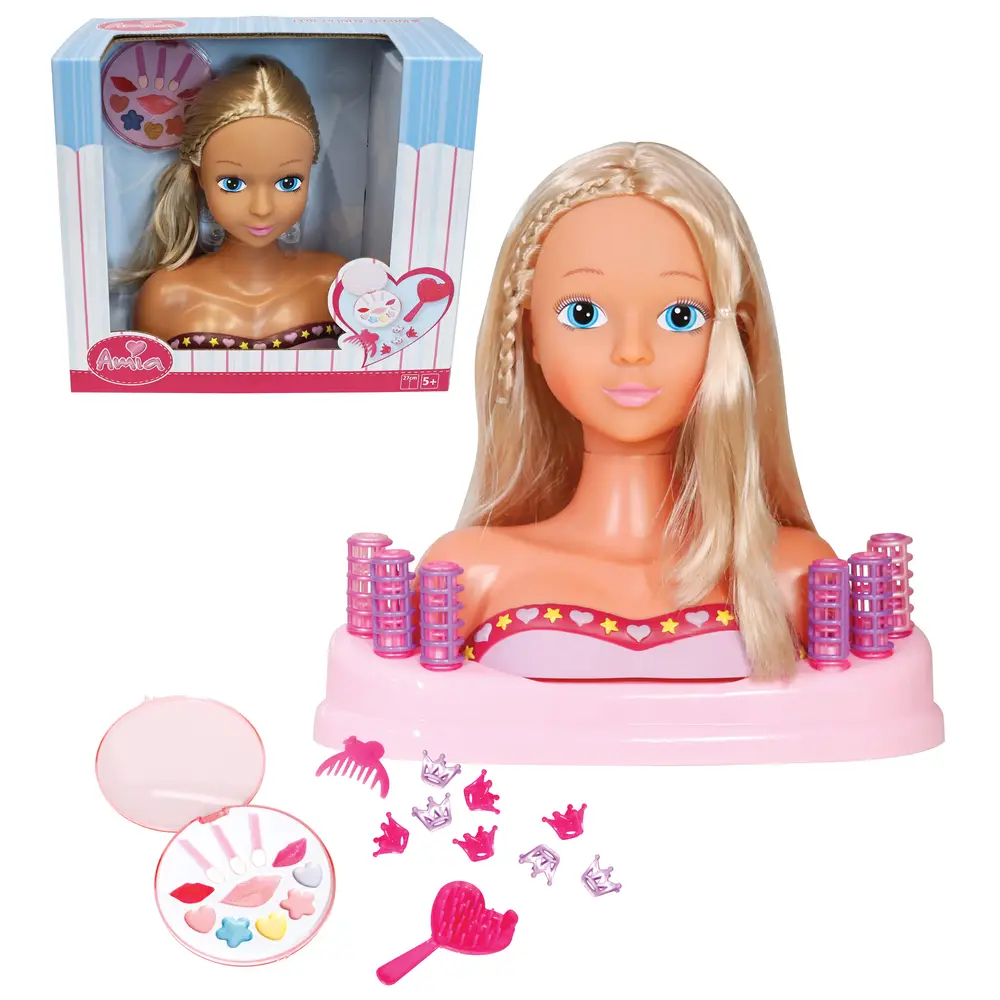 Amia make-up and styling head with accessories, 27 cm doll head