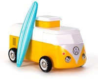 Candylab wooden toy car - VW Beach Bus - yellow white - magnetic-2