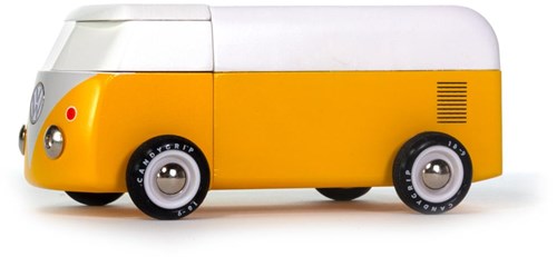 Candylab wooden toy car - VW Beach Bus - yellow white - magnetic-3