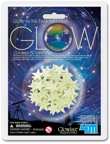 4M Glow in the dark mini stars white - 60 pieces kids room decoration-3