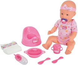 Baby doll drink and wet with accessories - 43 cm - pink doll