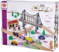 Eichhorn wooden train track bridge playset FSC wood 55 pieces-2