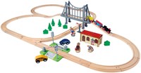 Eichhorn wooden train track bridge playset FSC wood 55 pieces