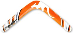 Boomerang Fan wooden boomerang left 28cm orange-white 25m throwing range