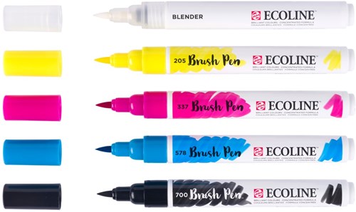 Bruynzeel brush pen set - Ecoline primary colours 5 pieces-2
