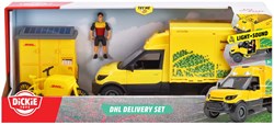 Dickie DHL parcel vehicle playset with lights and sounds - delivery driver toy