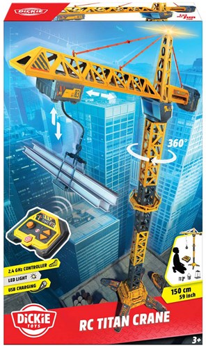 Dickie RC construction crane toy with remote control and lights