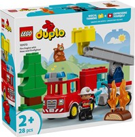 LEGO Duplo fire truck with hose and firefighter toy