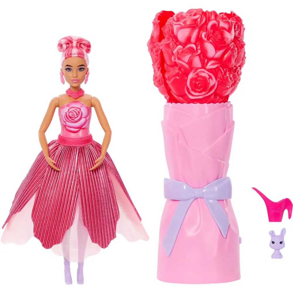 Barbie fashion doll floral scent Red Rose with accessories and surprise